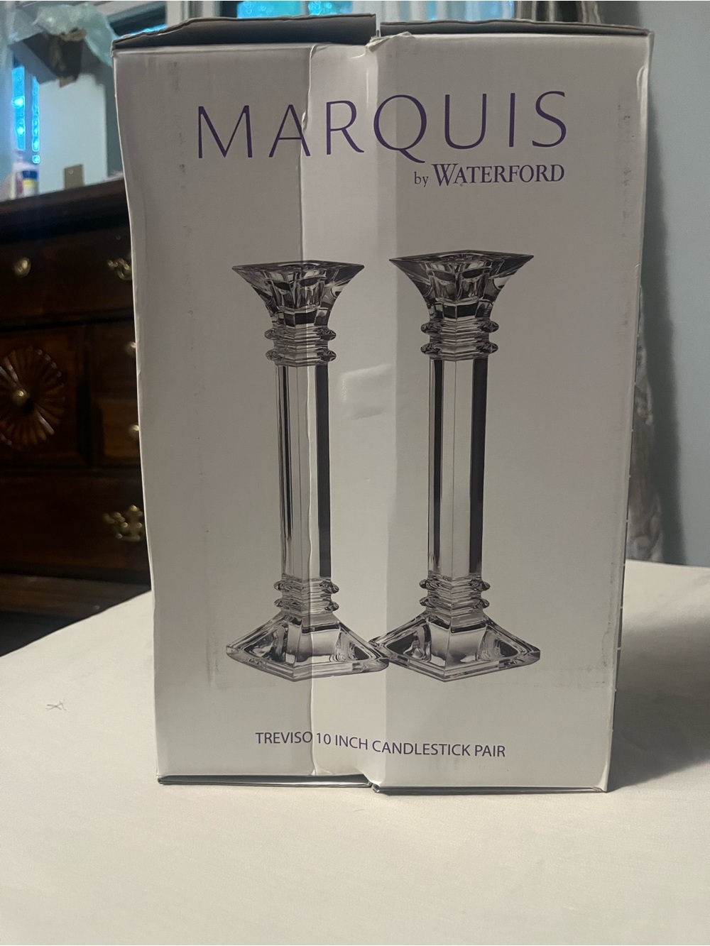 NEW IN BOX Marquis by Waterford Treviso 10 inch Candlestick Pair